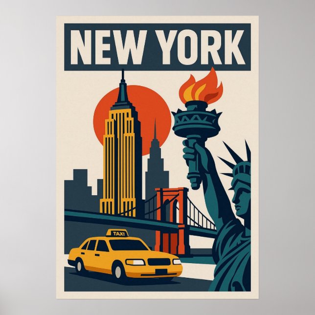 Póster nueva york city poster, nyc skyline art, manhattan (Frente)