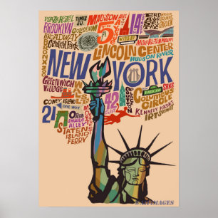 Póster nueva york city poster, nyc skyline art, manhattan