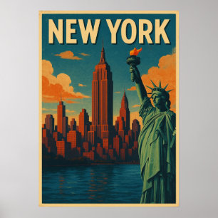 Póster nueva york city poster, nyc skyline art, manhattan