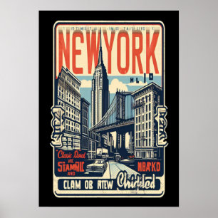 Póster nueva york city poster, nyc skyline art, manhattan