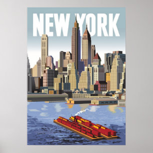 Póster nueva york city poster, nyc skyline art, manhattan