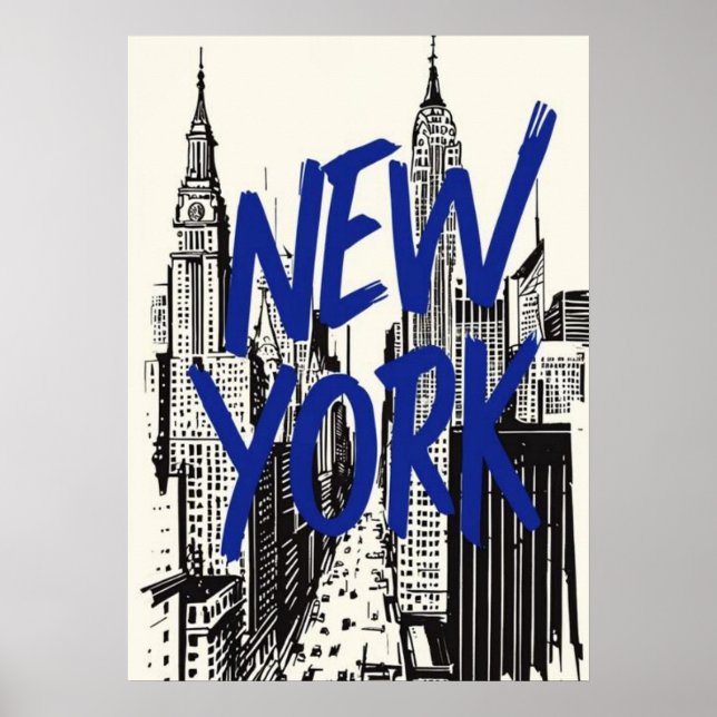 Póster nueva york city poster, nyc skyline art, manhattan (Frente)