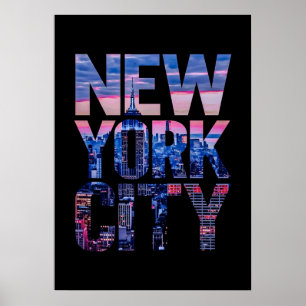 Póster nueva york city poster, nyc skyline art, manhattan