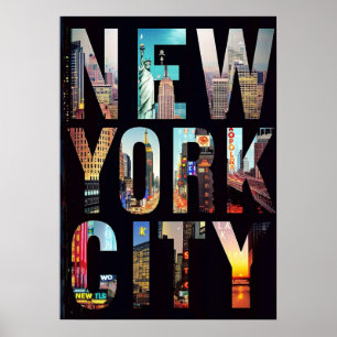 Póster nueva york city poster, nyc skyline art, manhattan