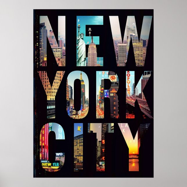 Póster nueva york city poster, nyc skyline art, manhattan (Frente)