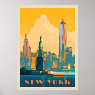 Póster nueva york city poster, nyc skyline art, manhattan