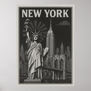 Póster nueva york city poster, nyc skyline art, manhattan