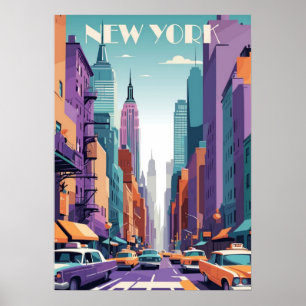 Póster nueva york city poster, nyc skyline art, manhattan