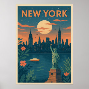 Póster nueva york city poster, nyc skyline art, manhattan