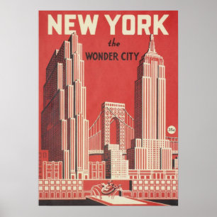 Póster nueva york city poster, nyc skyline art, manhattan