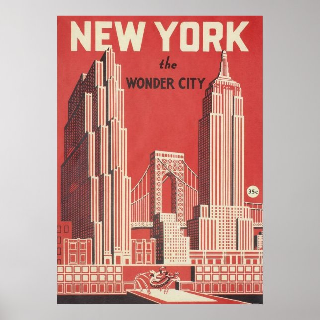 Póster nueva york city poster, nyc skyline art, manhattan (Frente)