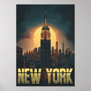 Póster nueva york city poster, nyc skyline art, manhattan
