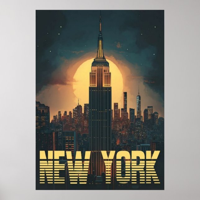 Póster nueva york city poster, nyc skyline art, manhattan (Frente)