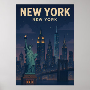 Póster nueva york city poster, nyc skyline art, manhattan
