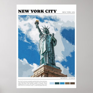 Póster nueva york city poster, nyc skyline art, manhattan