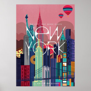 Póster nueva york city poster, nyc skyline art, manhattan