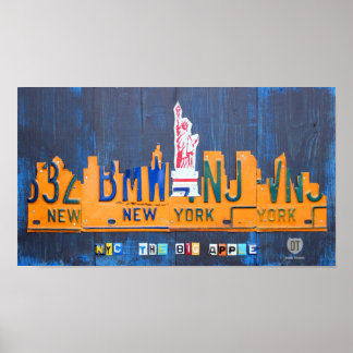 Póster Nueva York City Skyline License Plate Art