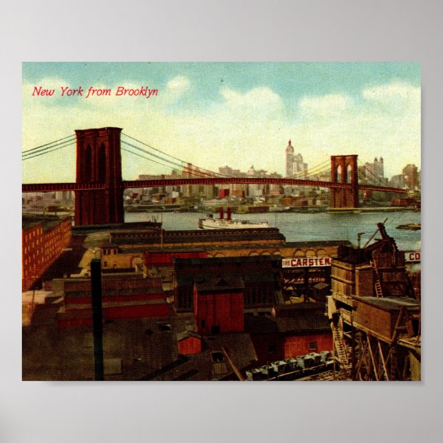 Póster Nueva York de Brooklyn, Vintage (Frente)