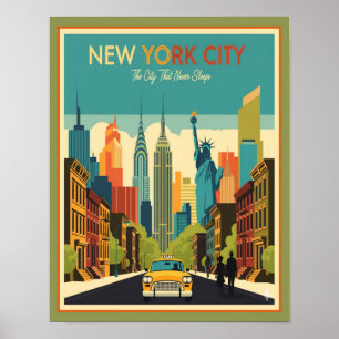 Póster Nueva York de mediados del siglo XX