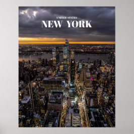 Póster Nueva York En Night Skyline - Estados Unidos