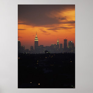 Póster Nueva York, Estados Unidos. Línea aérea de Manhatt