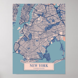 Póster Nueva York Estados Unidos Mapa de la ciudad ventos