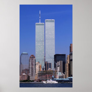 Póster Nueva York, Estados Unidos. Torres gemelas del fam