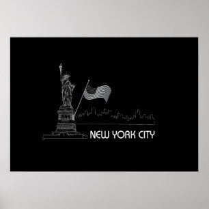 Póster Nueva York - Estatua de la Libertad - Gráfico de l