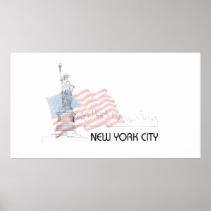 Póster Nueva York - Estatua de la Libertad - Gráfico de l