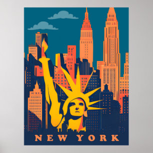Póster Nueva York, Estatua De La Libertad, Viajes