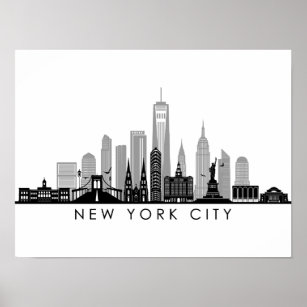 Póster NUEVA YORK Manhatten USA Skyline Silhouette