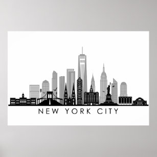 Póster NUEVA YORK Manhatten USA Skyline Silhouette