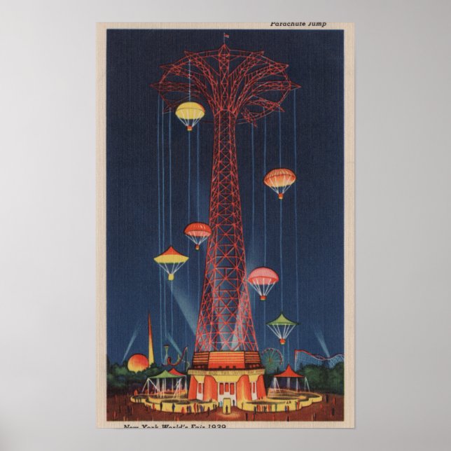 Póster Nueva York, Nueva York - Salto en paracaídas en el (Frente)