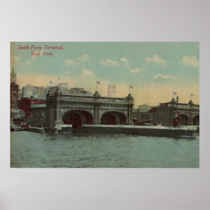 Póster Nueva York, NY - edificio del sur de la terminal