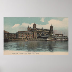 Póster Nueva York, NY - estación inmigrante en la isla de