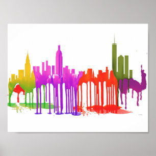 PÓSTER NUEVA YORK, NY SKYLINE PUDDLES -