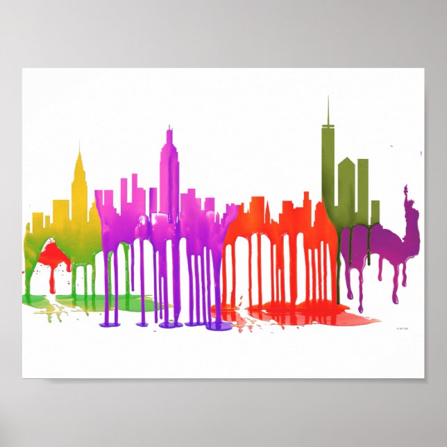 PÓSTER NUEVA YORK, NY SKYLINE PUDDLES - (Frente)
