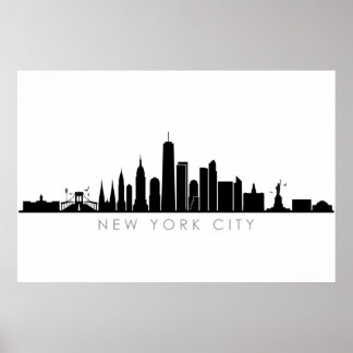 Póster NUEVA YORK NYC Manhatten USA Skyline Silhouette