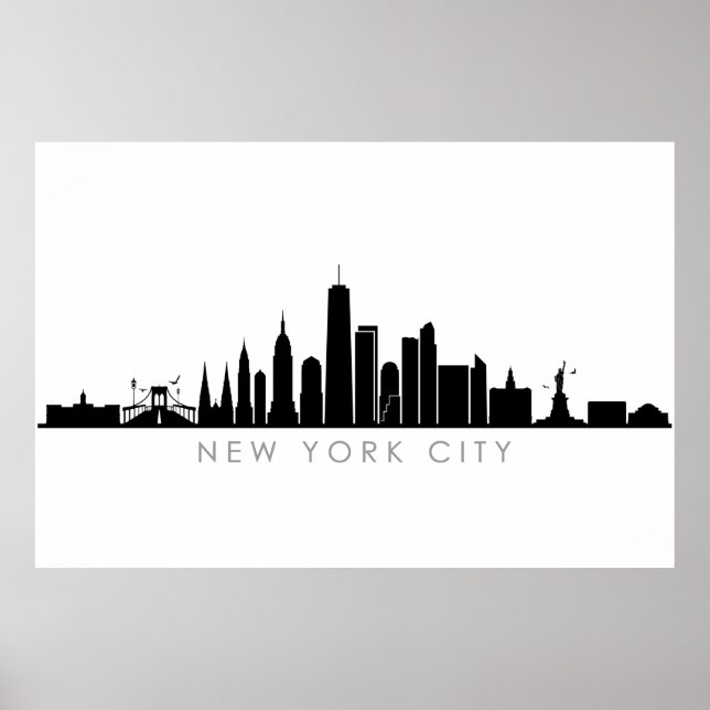 Póster NUEVA YORK NYC Manhatten USA Skyline Silhouette (Frente)