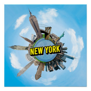 Póster Nueva York pequeño planeta diminuto arquitectura d