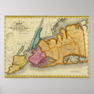 Póster Nueva York, Queens, reyes, condados de Richmond