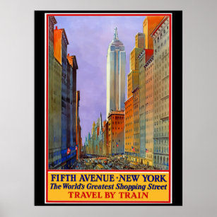Póster Nueva York, Quinta Avenida, Afiche Vintage,