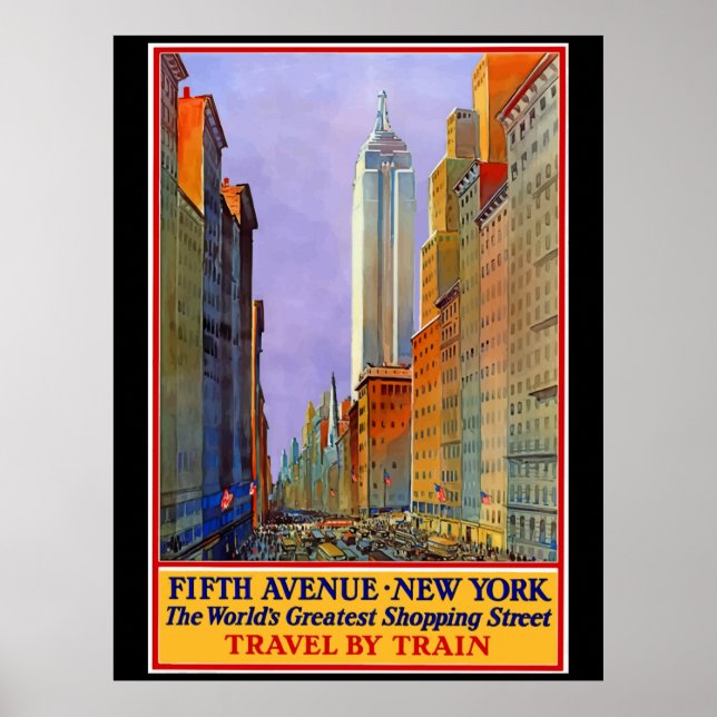 Póster Nueva York, Quinta Avenida, Afiche Vintage, (Frente)