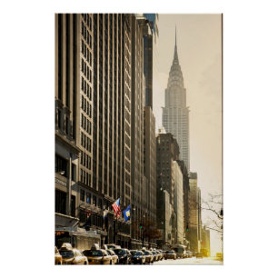 Póster Nueva York, St de E 42 y construcción de Chrysler