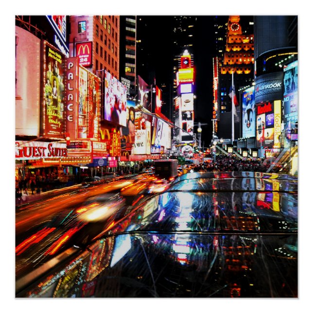 Póster Nueva York Time Square Se Ilumina De Noche (Anverso)