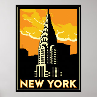 Póster nueva york viajes retro de estados unidos
