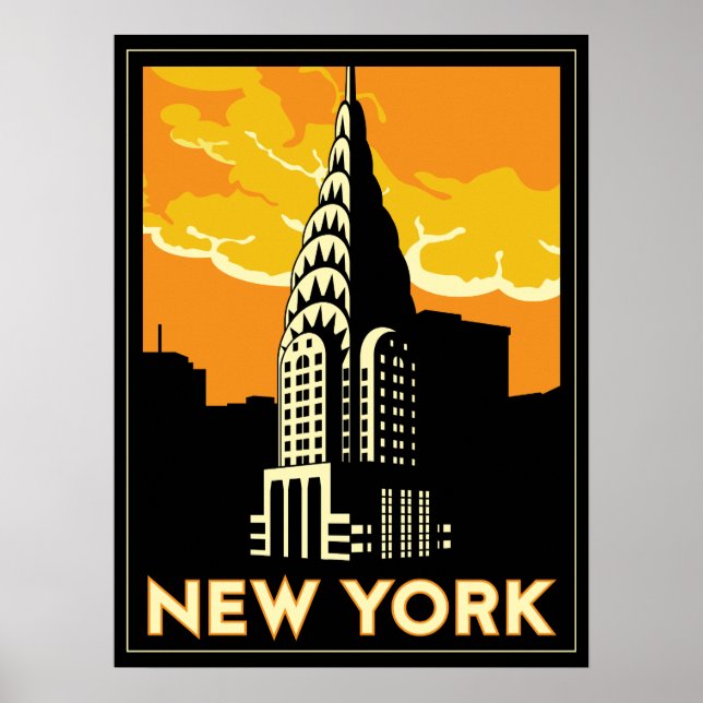 Póster nueva york viajes retro de estados unidos (Frente)