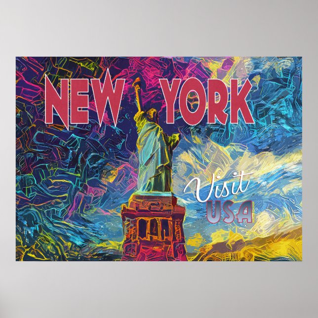 Póster Nueva York, Visita Estados Unidos... (Frente)