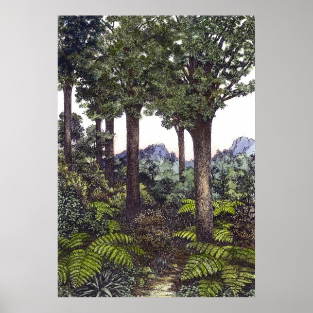 Póster Nueva Zelanda Bush, de Lynda Vugler (Frente)