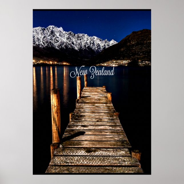 Póster Nueva Zelanda de noche (Frente)